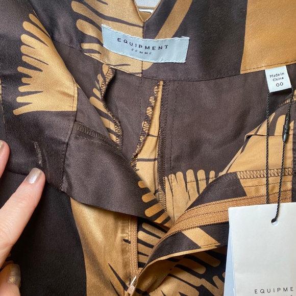 NWT Equipment Saganne Pant Marron Foncee/Taroudant Tan sz 00 - Picture 6 of 14